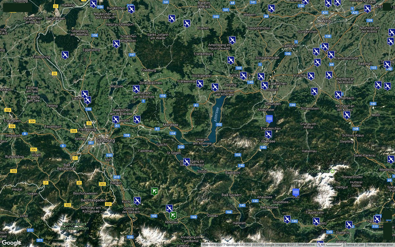 Carte des clubs d'aéromodélisme en Autriche, région de Salzbourg.